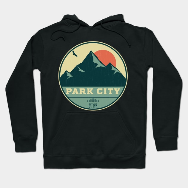 Park City Utah Retro Mountain Badge Hoodie by dk08